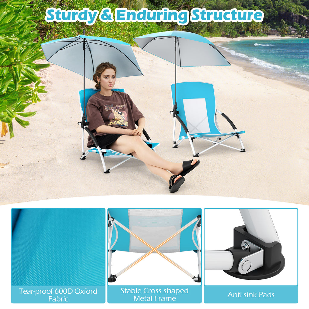 Beach Umbrella Chair with UPF50+ Parasol - Blue