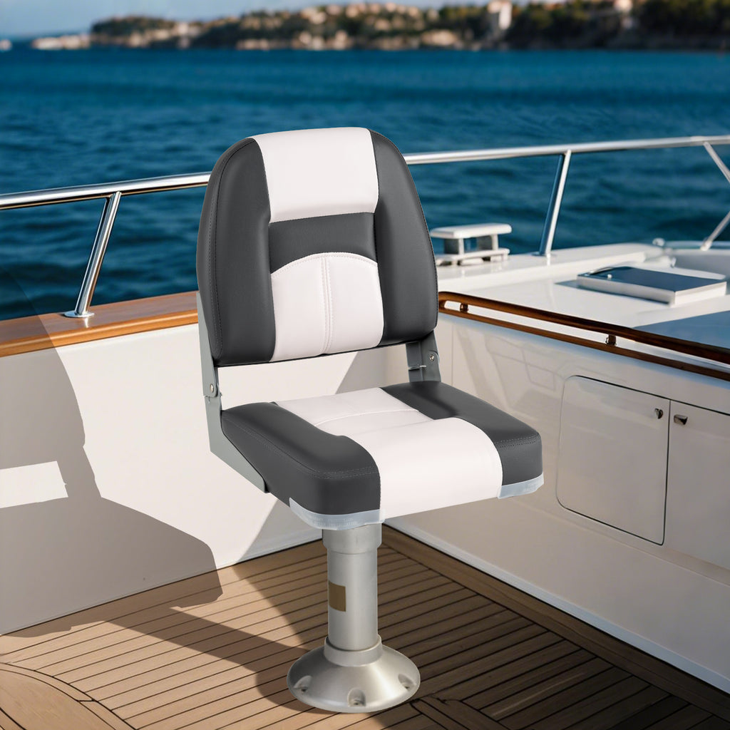 Boat Seats with Thick Sponge Padding & Fixing Bolts - Gray, 2-Pack