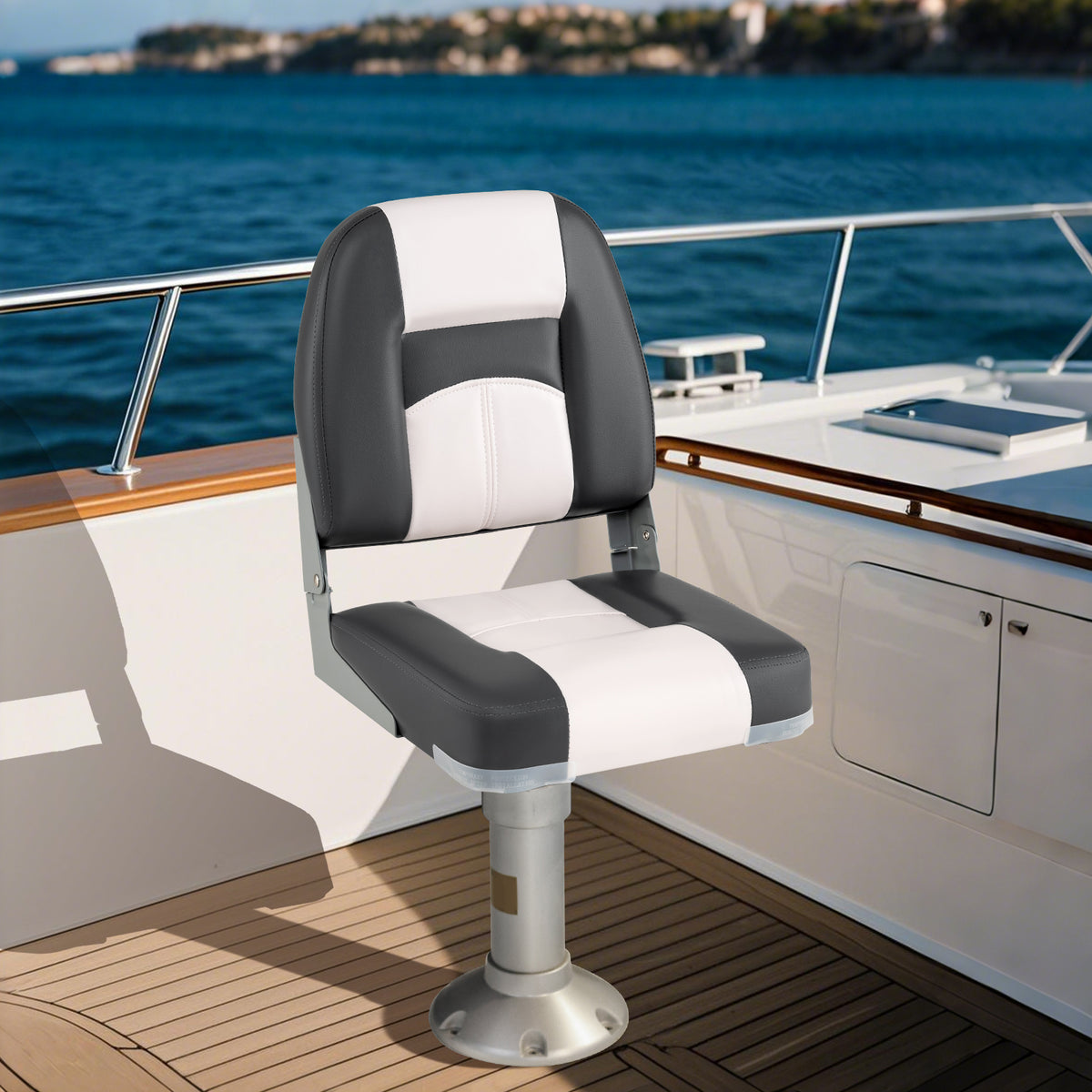 Boat Seats with Thick Sponge Padding & Fixing Bolts - Gray, 2-Pack