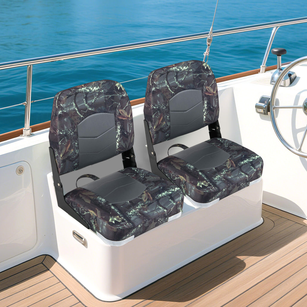 Boat Seats with Thick Sponge Padding - Blue, 2-Pack, Weather-Resistant