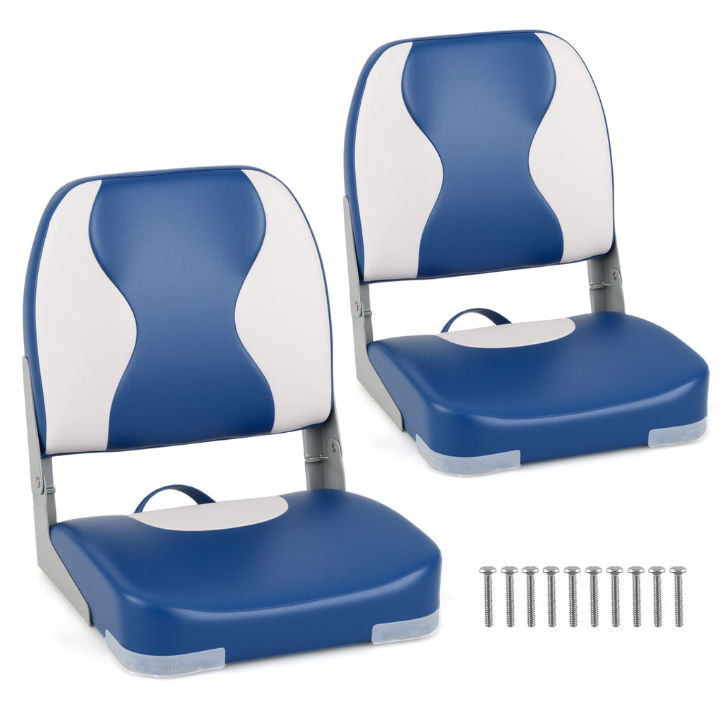 Boat Seats with Thick Sponge Padding - Blue, 2-Pack, Weather-Resistant