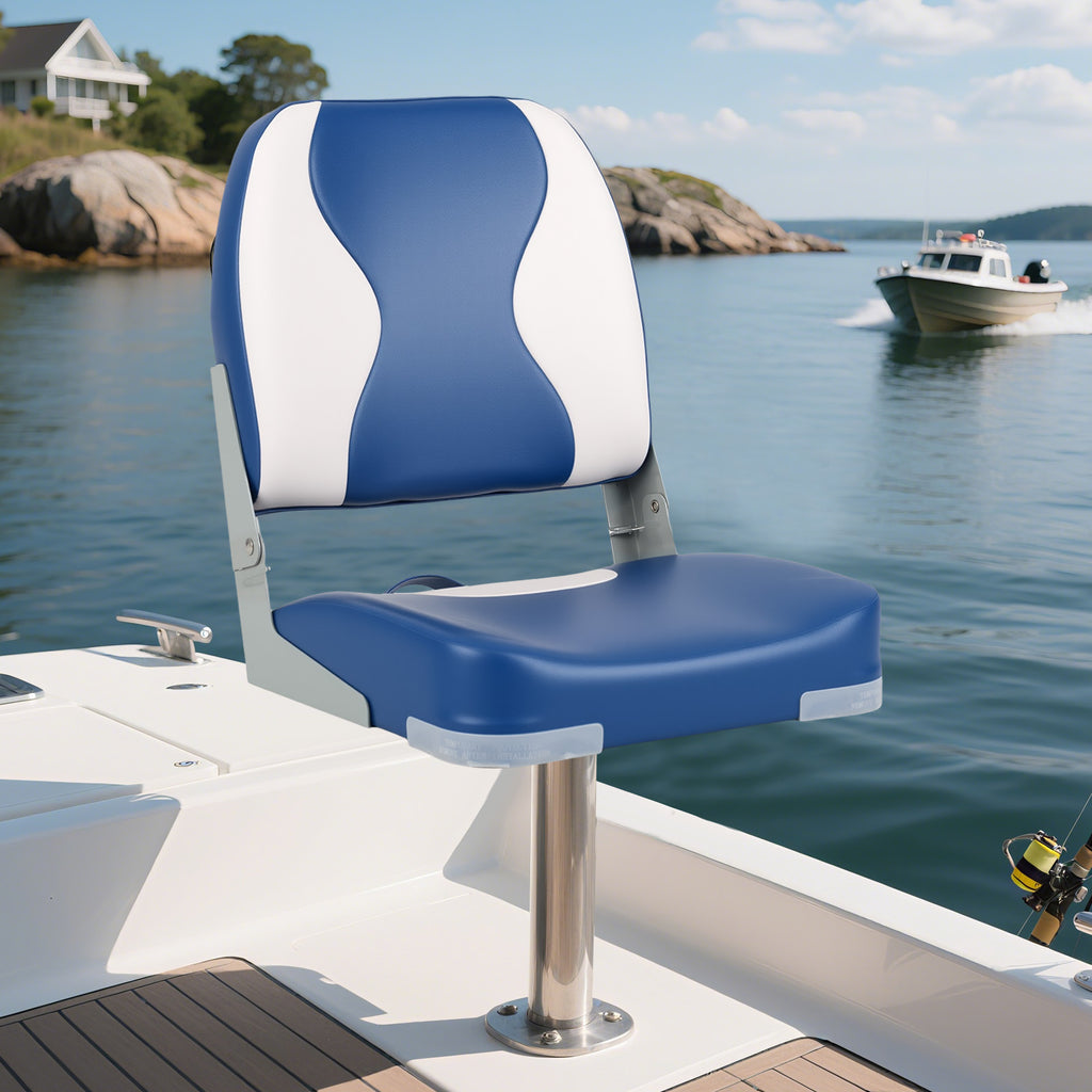 Boat Seats with Thick Sponge Padding - Blue, 2-Pack, Weather-Resistant