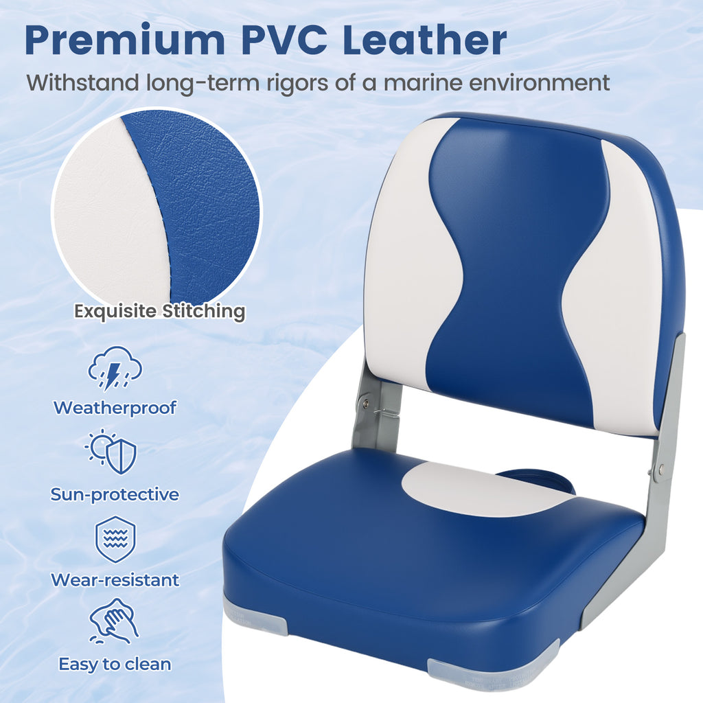 Boat Seats with Thick Sponge Padding - Blue, 2-Pack, Weather-Resistant