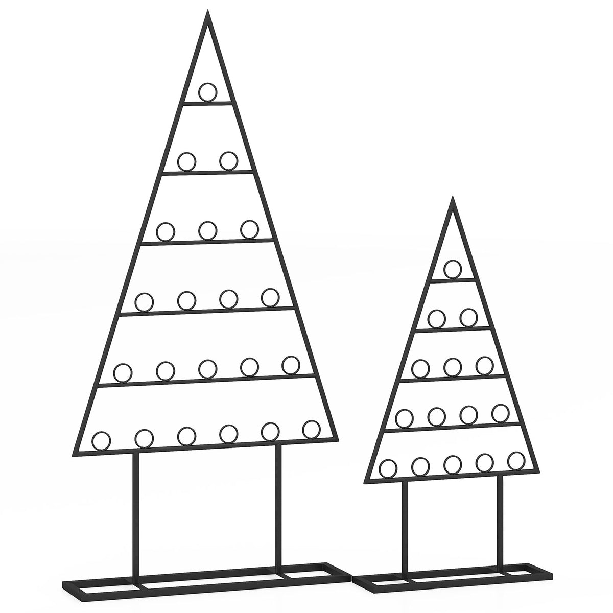 Set of 3 Tower Shaped Christmas Trees with Removable Star Toppers - 3ft, 3.5ft, 4ft Holiday Decor