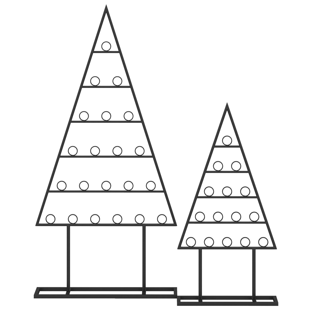 Christmas Tree Photo Holder Set with 36 Clips & Metal Rack - Black - 2 Pack