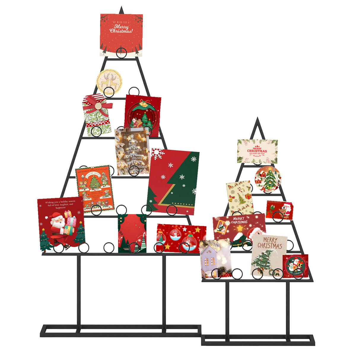 Christmas Tree Photo Holder Set with 36 Clips & Metal Rack - Black - 2 Pack