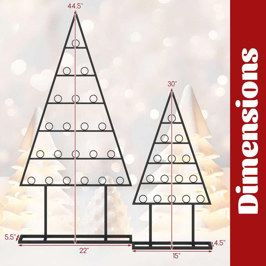 Christmas Tree Photo Holder Set with 36 Clips & Metal Rack - Black - 2 Pack