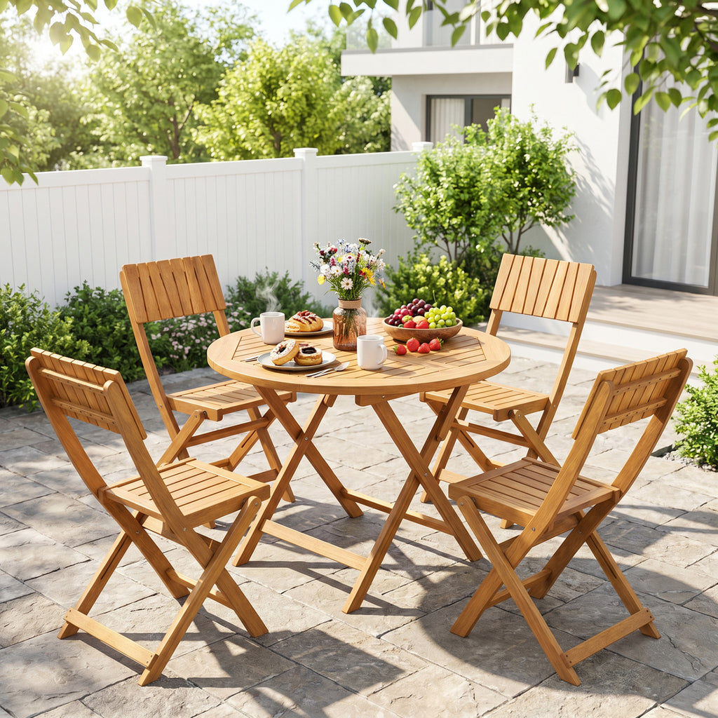 2 Pack Folding Chairs Sturdy Wood Dining with Slatted Backrest and