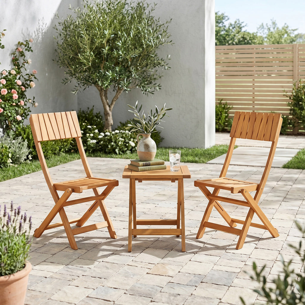 2 Pack Folding Chairs Sturdy Wood Dining with Slatted Backrest and