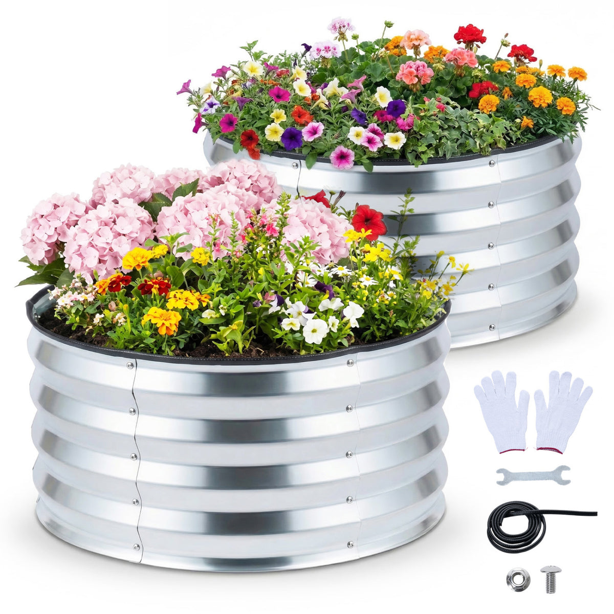 Galvanized Raised Garden Bed Kit, Set of 2 – Silver