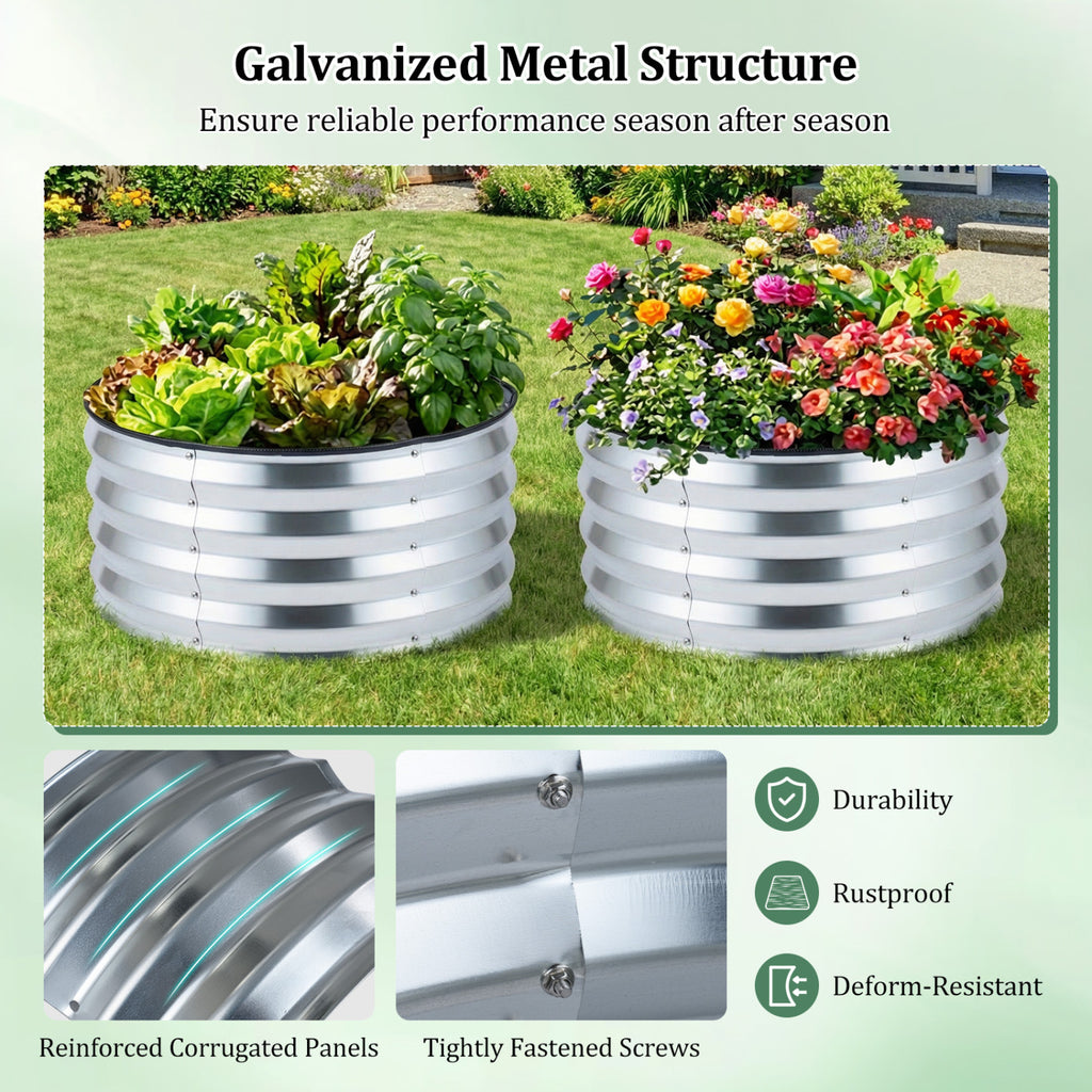 Galvanized Raised Garden Bed Kit, Set of 2 – Silver