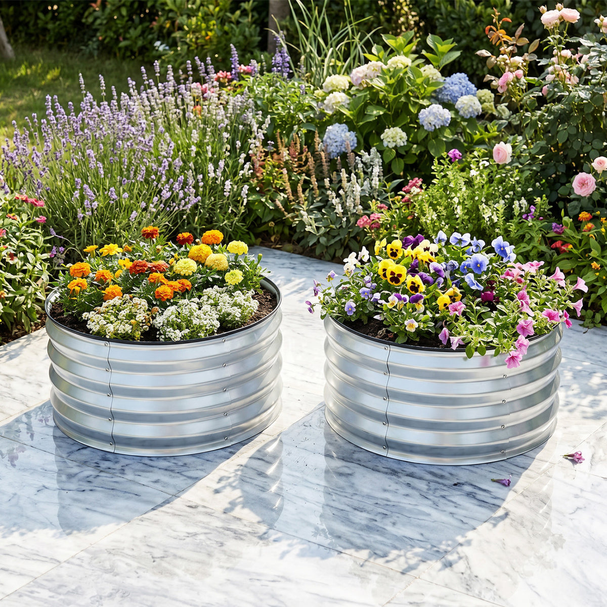 Galvanized Raised Garden Bed Kit, Set of 2 – Silver