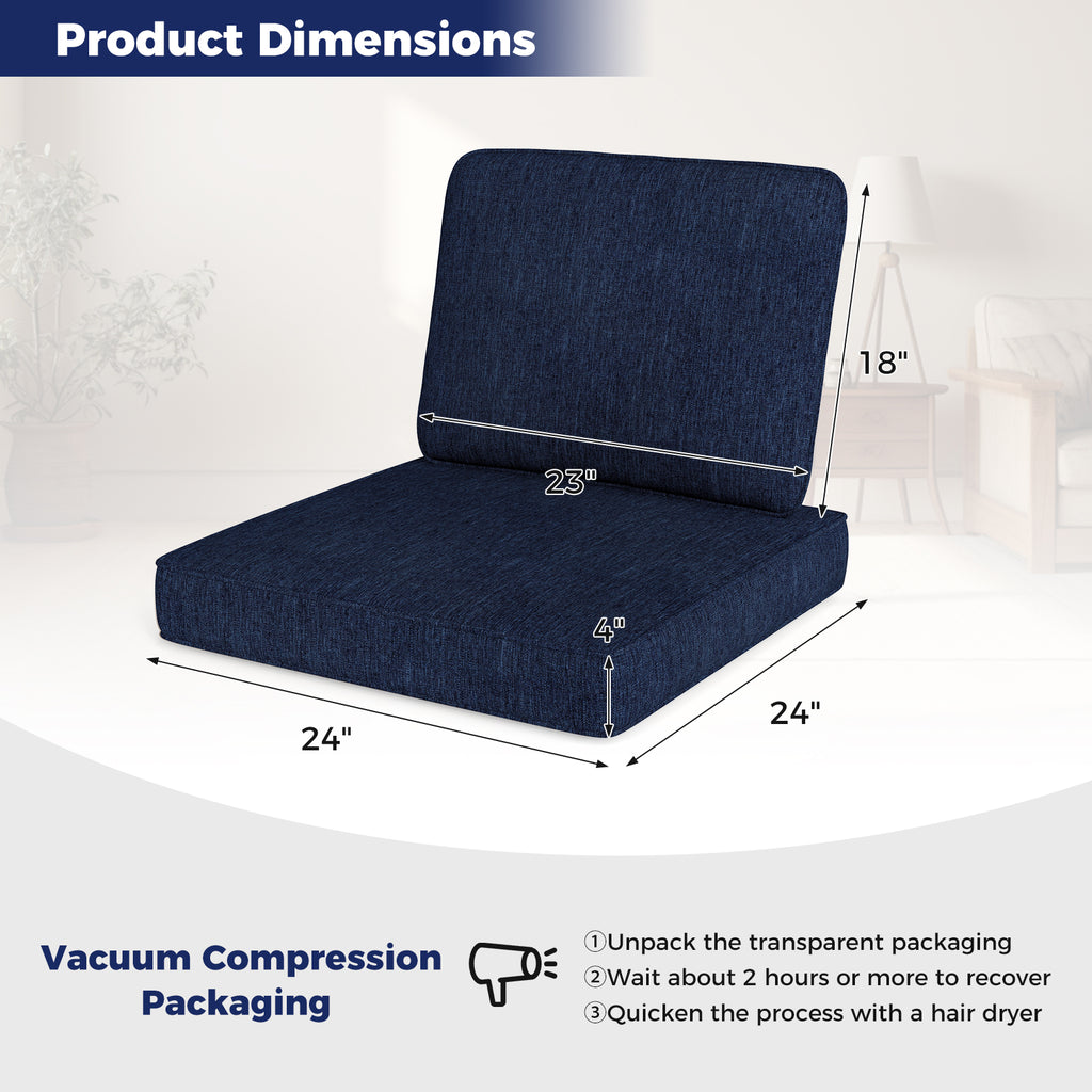 Outdoor Patio Cushion Set with Removable Covers - Navy