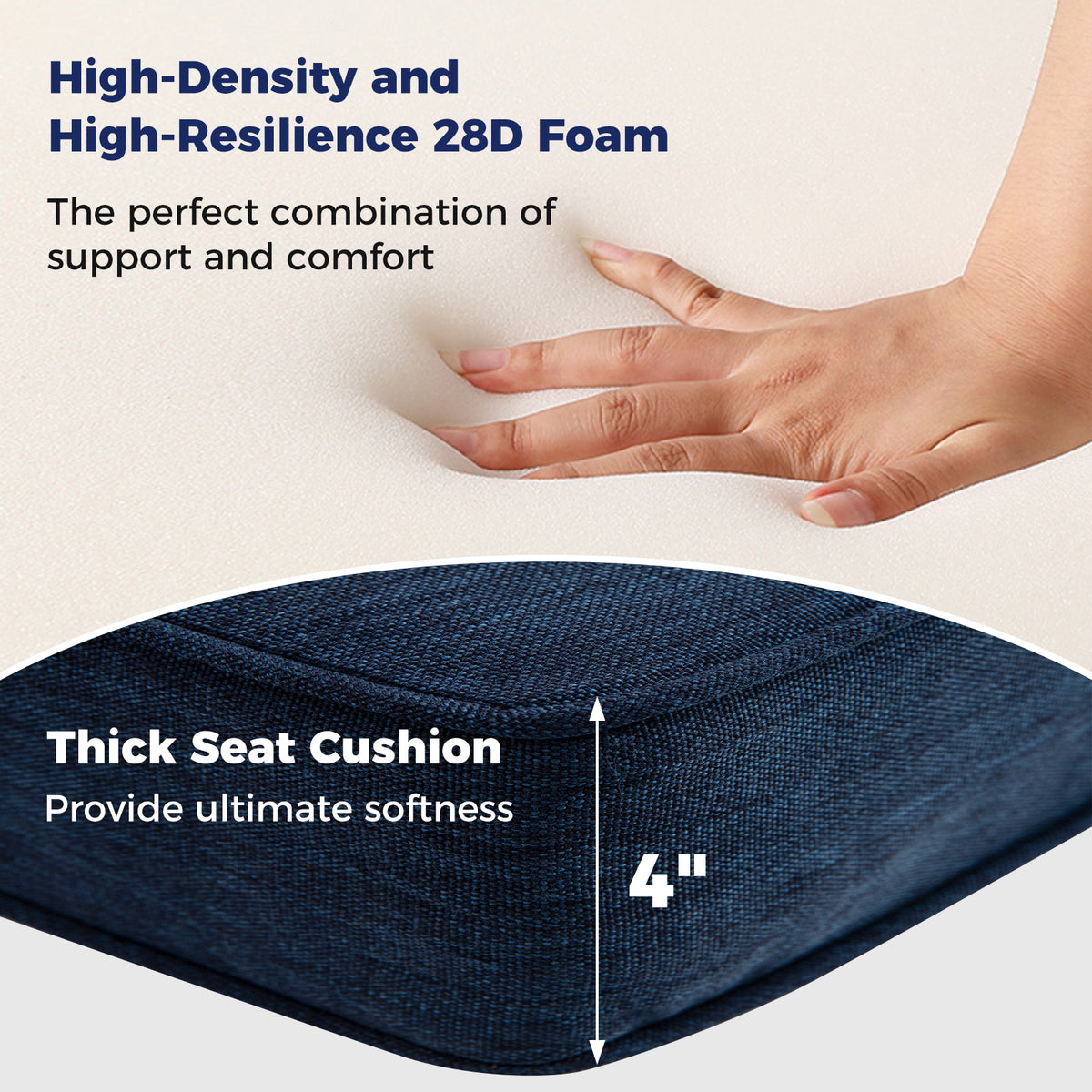 Outdoor Patio Cushion Set with Removable Covers - Navy