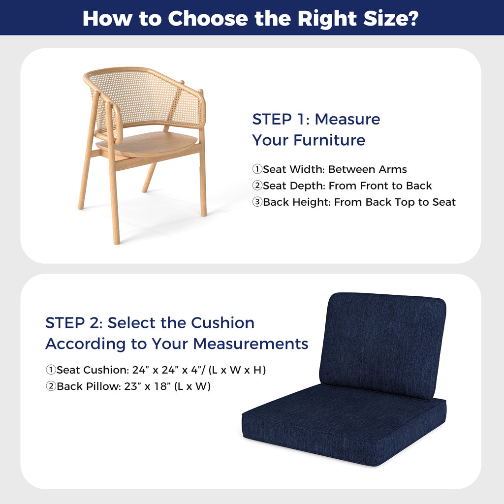 Outdoor Patio Cushion Set with Removable Covers - Navy