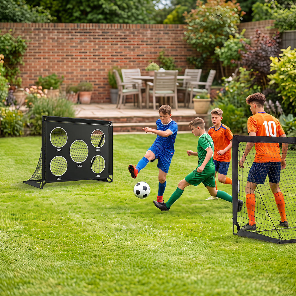 2-Pack 4 ft x 3 ft Portable Soccer Goals Set with Pitch Marker Cloth & Cones
