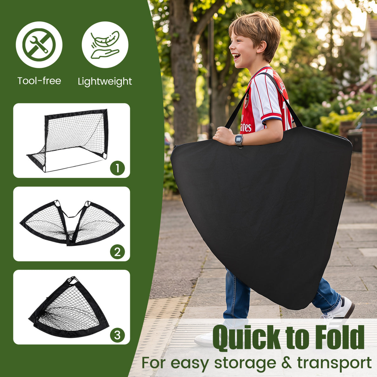 2-Pack 4 ft x 3 ft Portable Soccer Goals Set with Pitch Marker Cloth & Cones