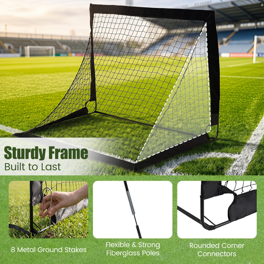 2-Pack 4 ft x 3 ft Portable Soccer Goals Set with Pitch Marker Cloth & Cones
