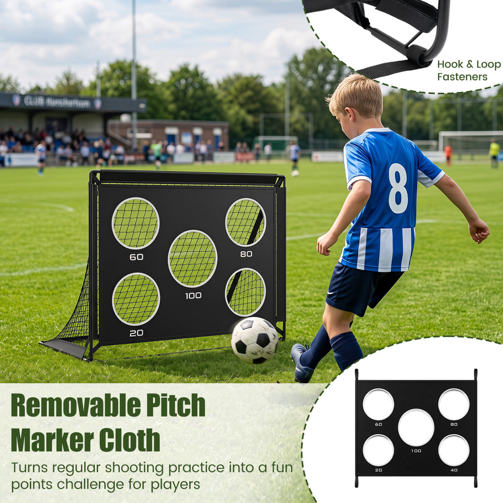 2-Pack 4 ft x 3 ft Portable Soccer Goals Set with Pitch Marker Cloth & Cones