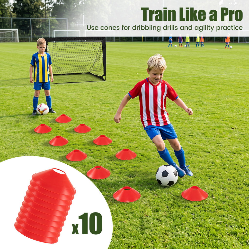 2-Pack 4 ft x 3 ft Portable Soccer Goals Set with Pitch Marker Cloth & Cones
