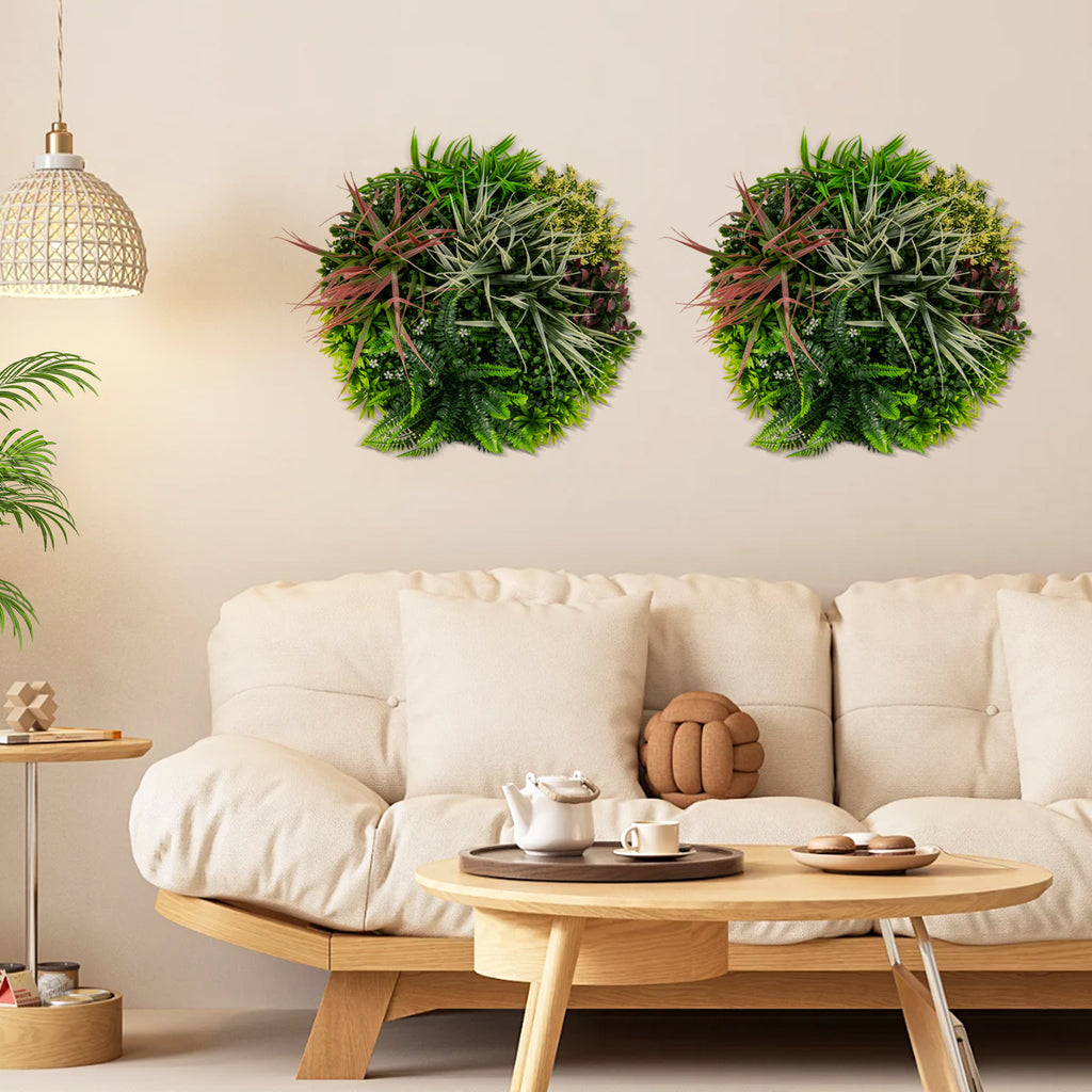 2 Pack Square Framed Artificial Foliage Wall Art - 9 Types of Imitation Plants