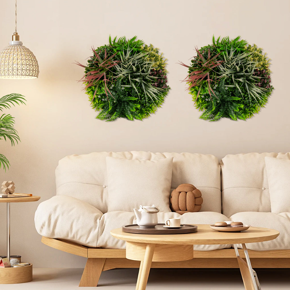 2 Pack Square Framed Artificial Foliage Wall Art - 9 Types of Imitation Plants