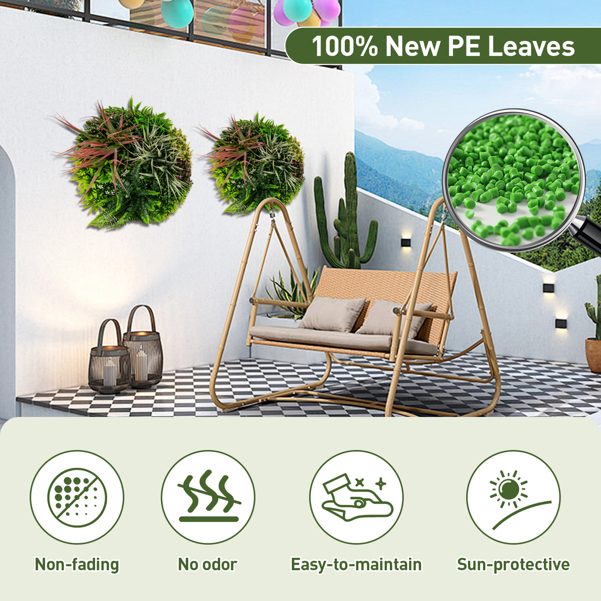 2 Pack Square Framed Artificial Foliage Wall Art - 9 Types of Imitation Plants