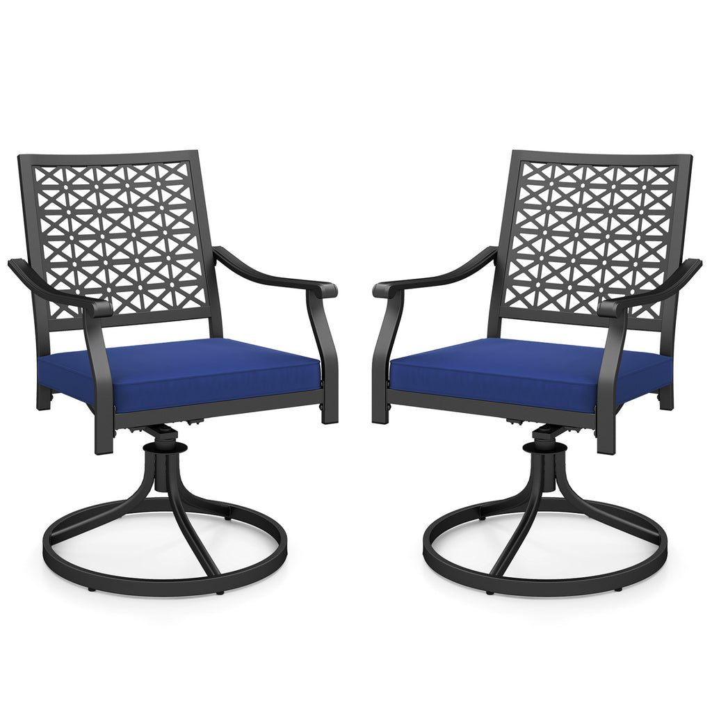 2-Piece Outdoor Swivel Dining Chairs with Cushions - Beige