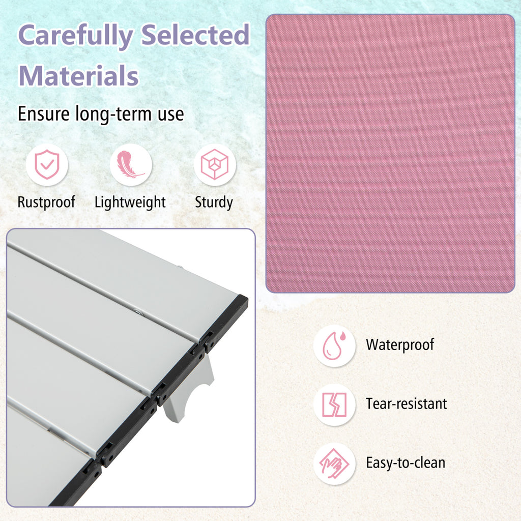 5-Position Folding Beach Chair Set of 2, Pink