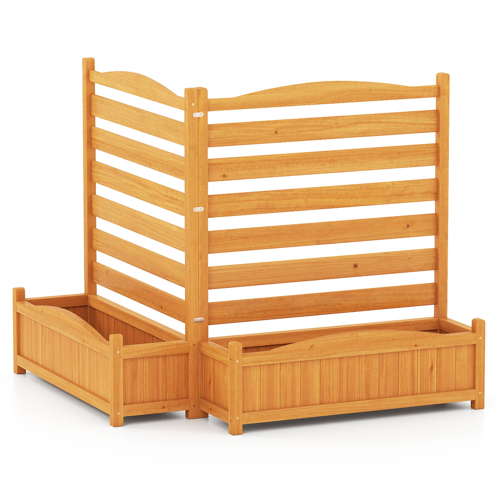 2-Panel Freestanding Outdoor Wood Privacy Screen