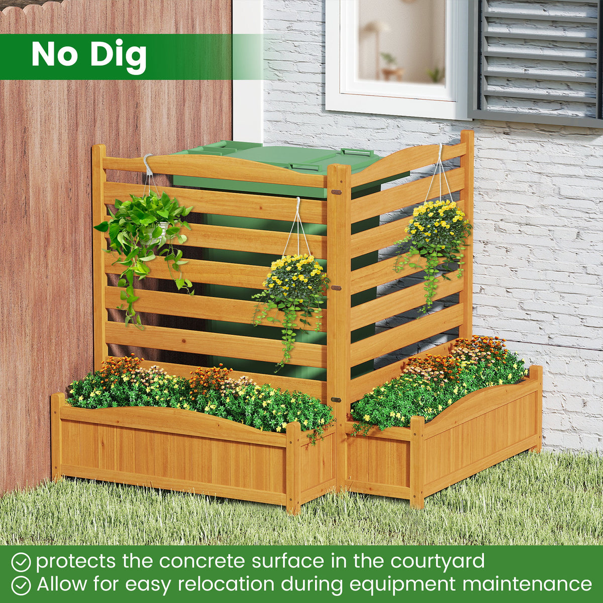 2-Panel Freestanding Outdoor Wood Privacy Screen