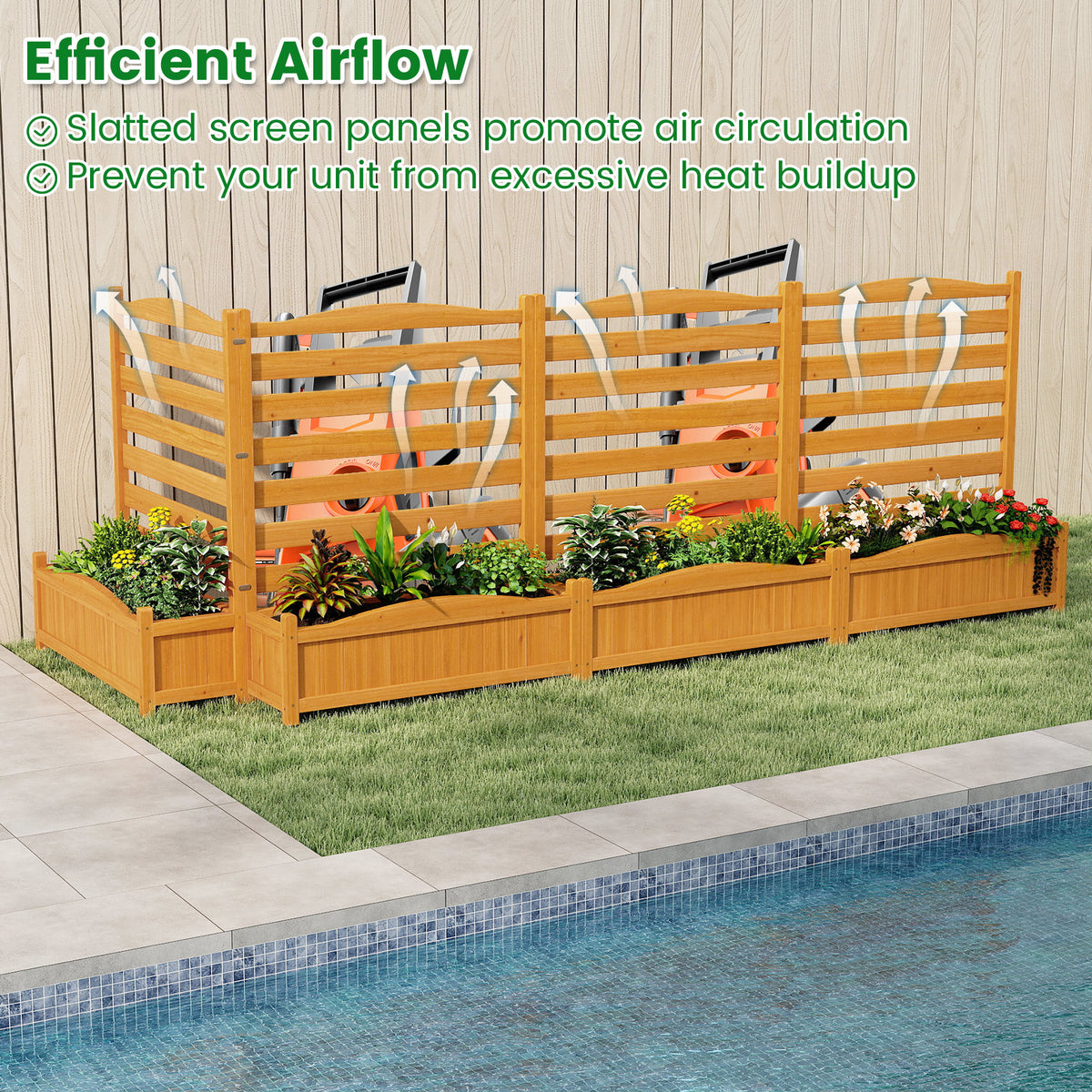 2-Panel Freestanding Outdoor Wood Privacy Screen