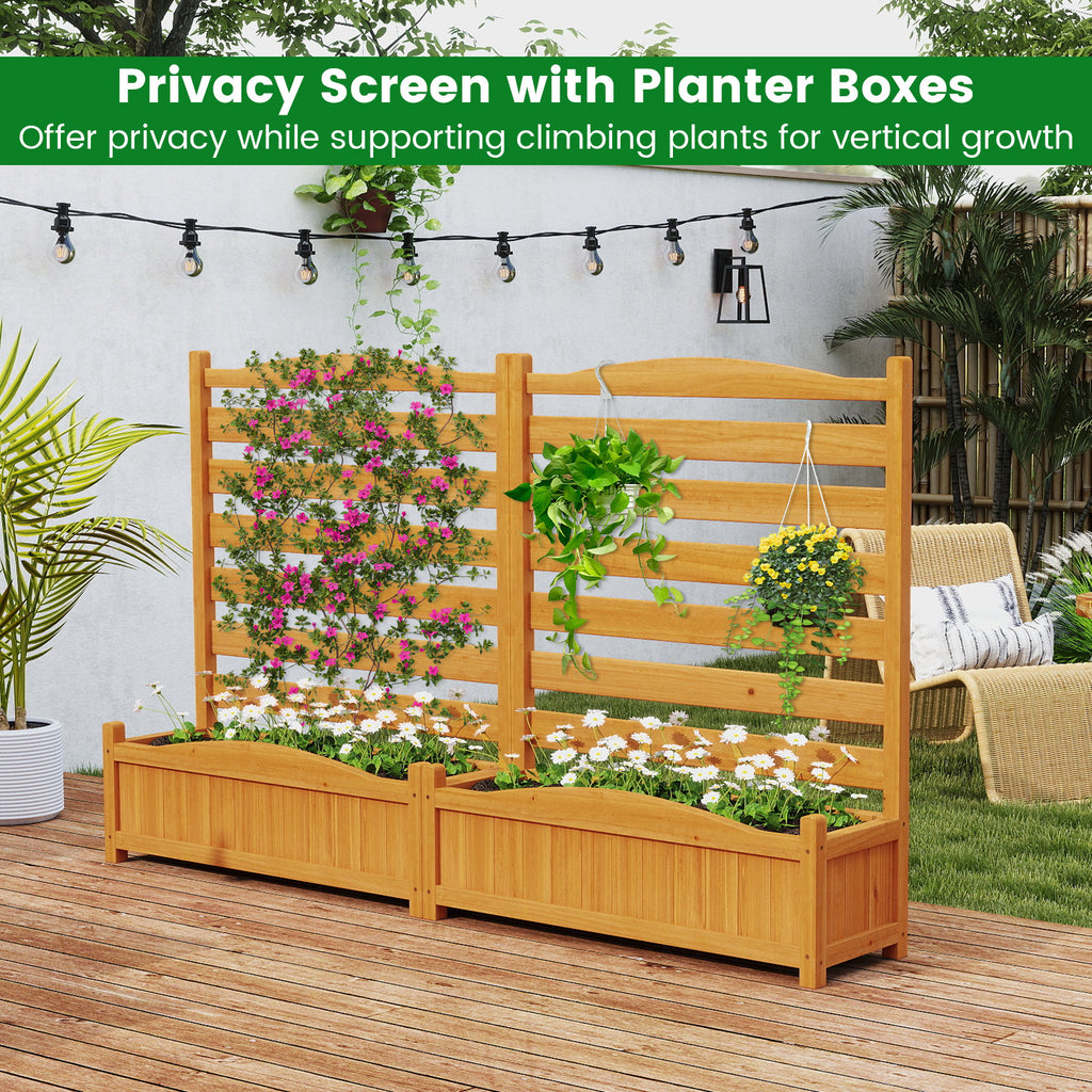 2-Panel Freestanding Outdoor Wood Privacy Screen