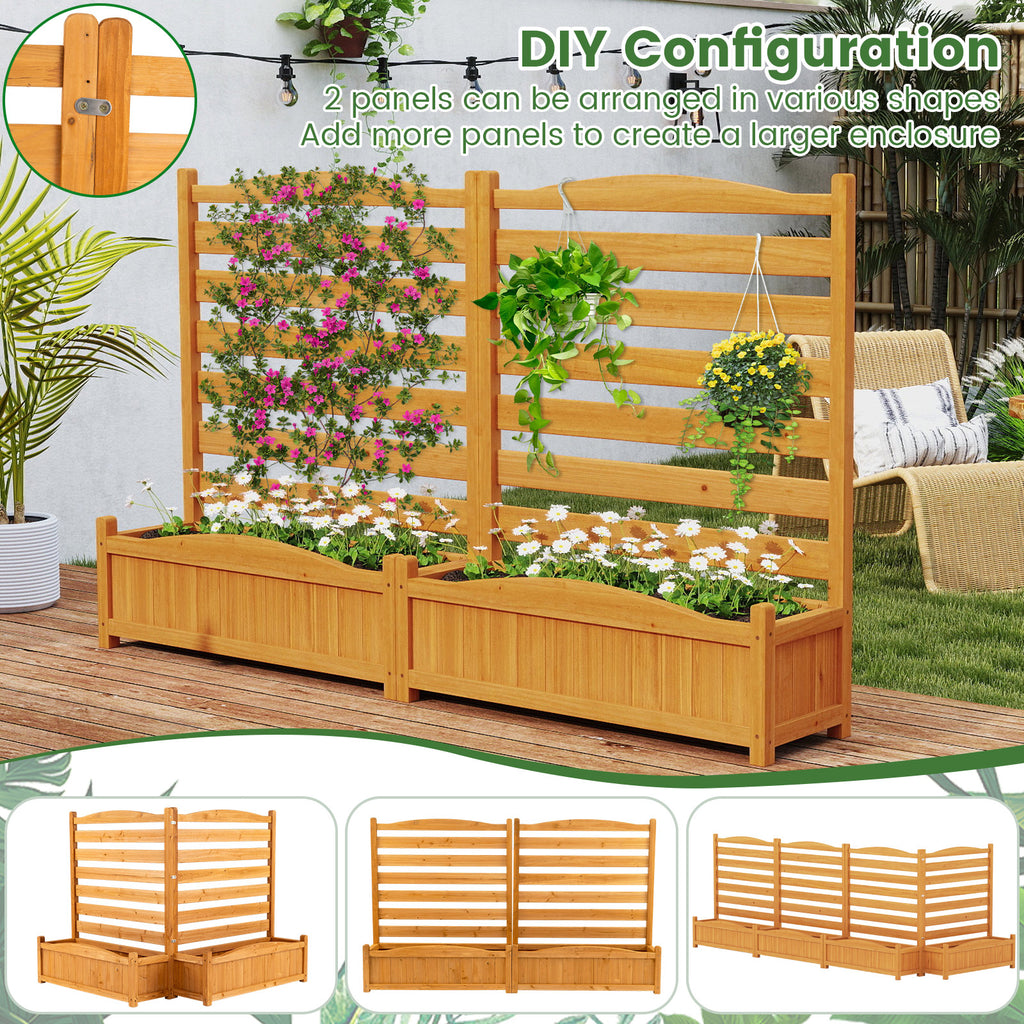 2-Panel Freestanding Outdoor Wood Privacy Screen