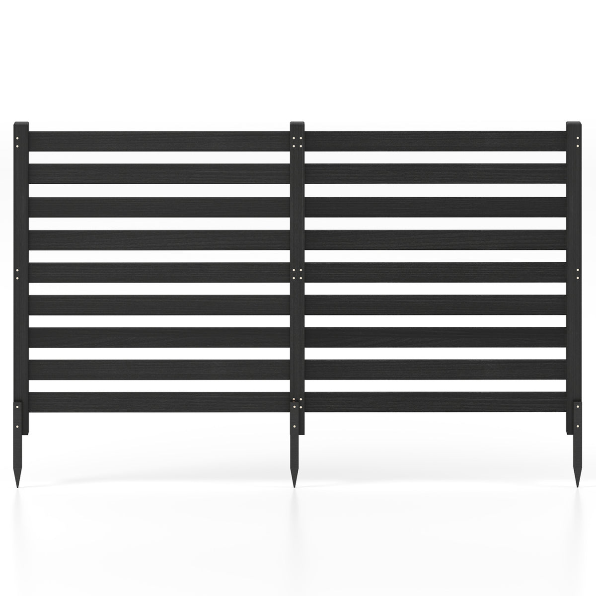 2-Panel Wooden Outdoor Privacy Fence with Ground Stakes - Black, 38.5x42 inches