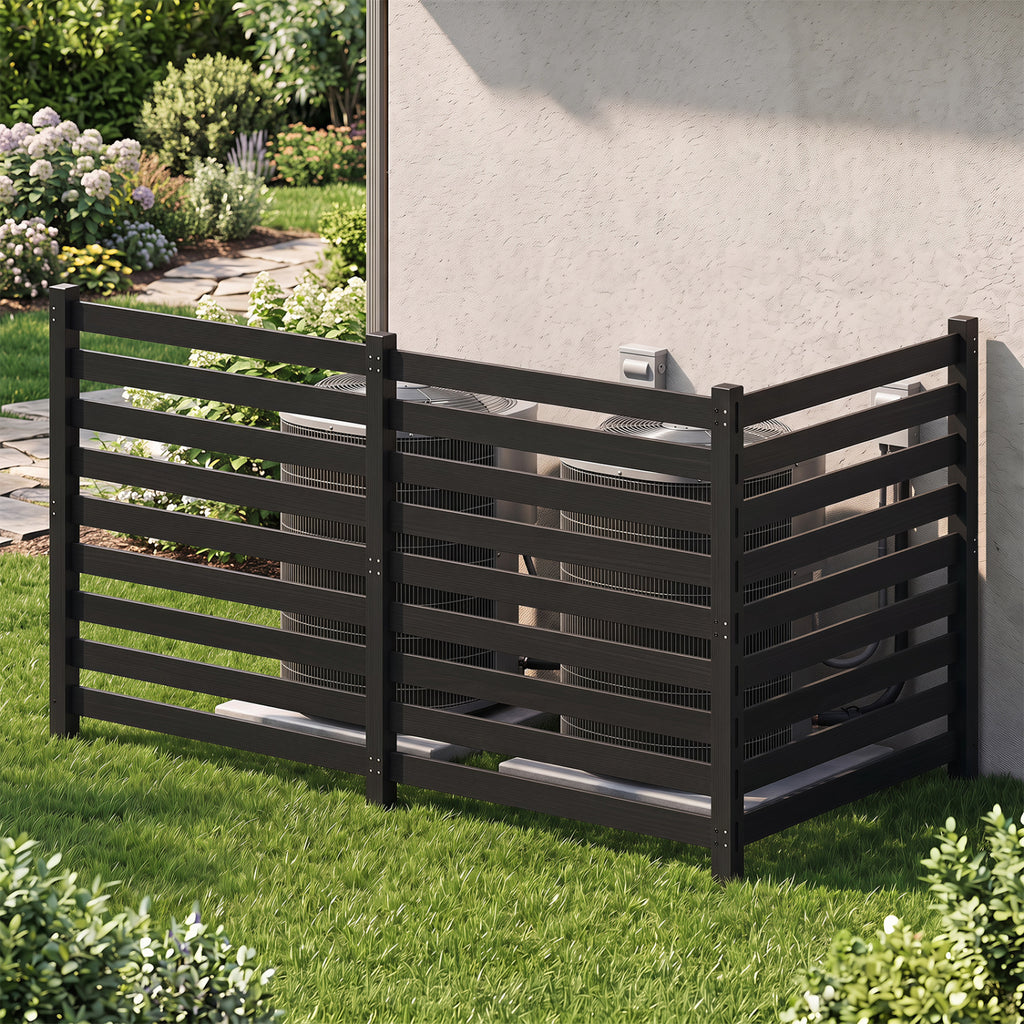 3-Panel Wooden Outdoor Privacy Fence with Ground Stakes - Brown, 38.5x42 Inches