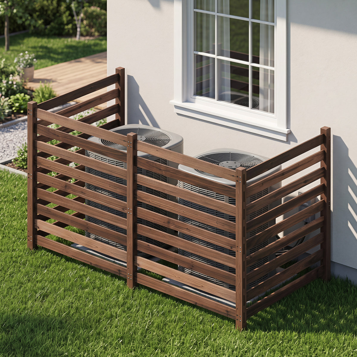 4-Panel Wooden Outdoor Privacy Fence with Ground Stakes - Black, 38.5x42 Inches