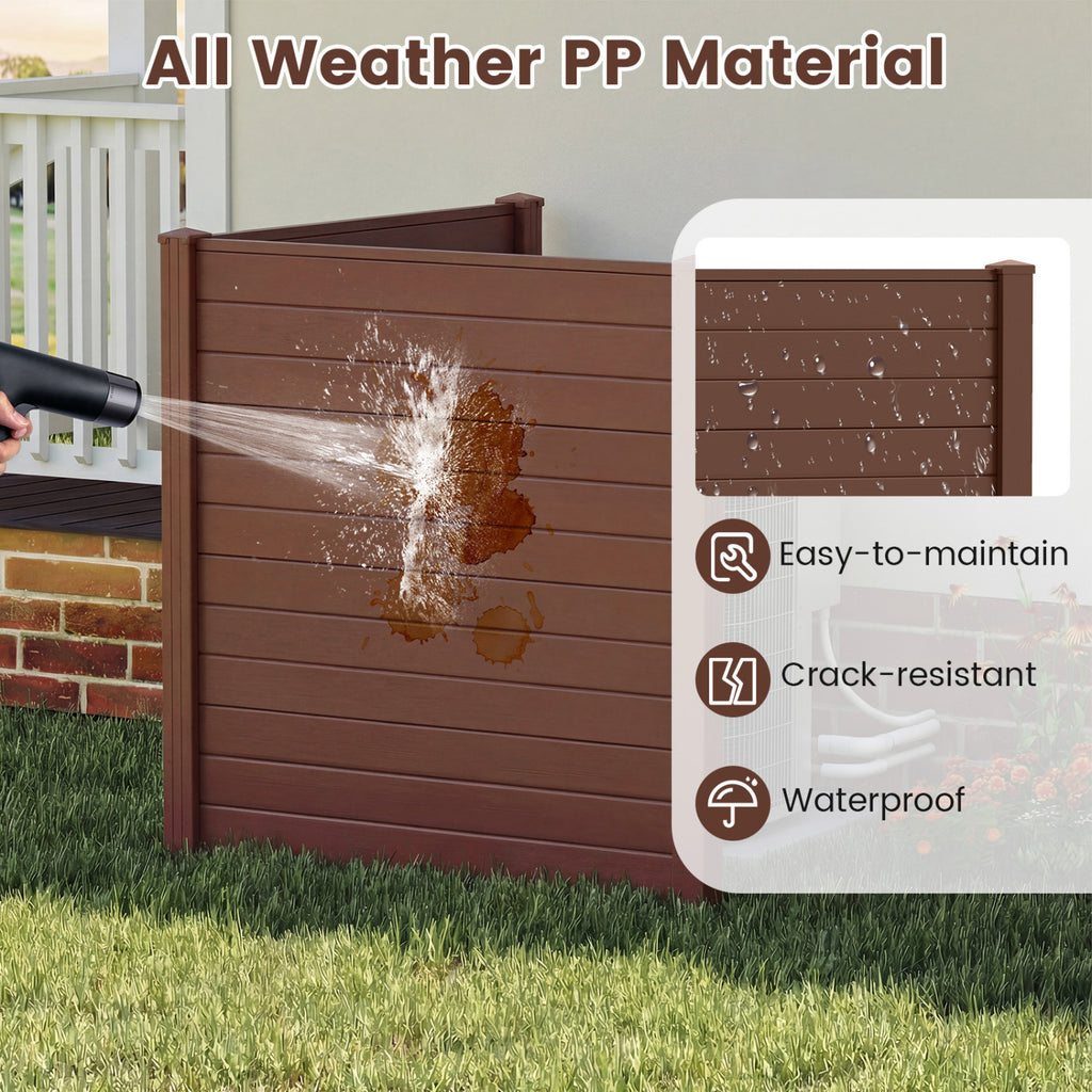 Brown 2-Panel 48x48 Inch Air Conditioner & Trash Can Enclosure - Garden Privacy
