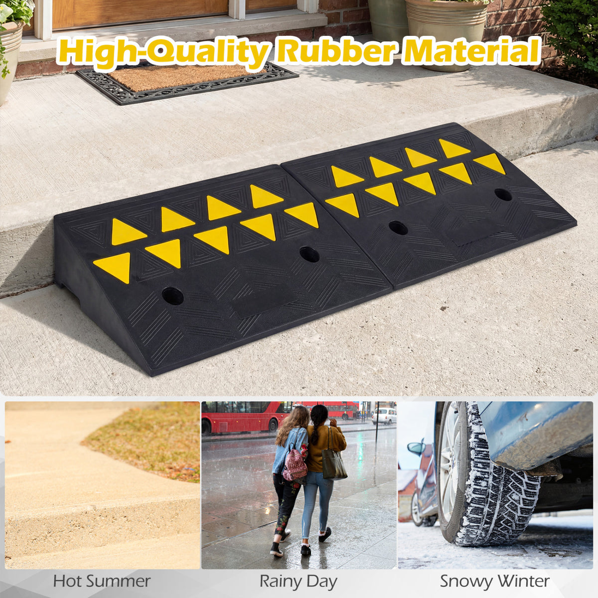 2 Pcs Driveway Threshold Ramps with 5/6 Inch Rise for Medium Trucks
