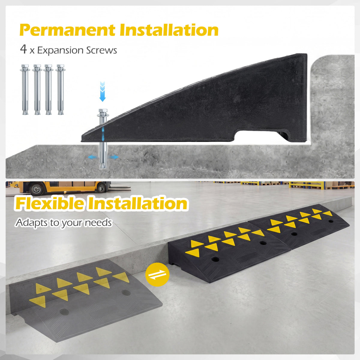 2 Pcs Driveway Threshold Ramps with 5/6 Inch Rise for Medium Trucks