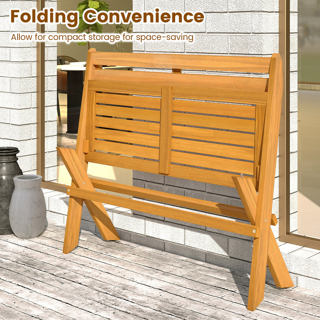 2-Person Acacia Wood Patio Bench with Back - 40 Inch