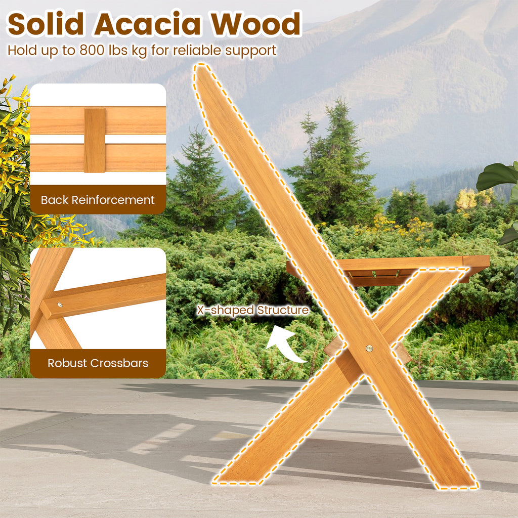 2-Person Acacia Wood Patio Bench with Back - 40 Inch
