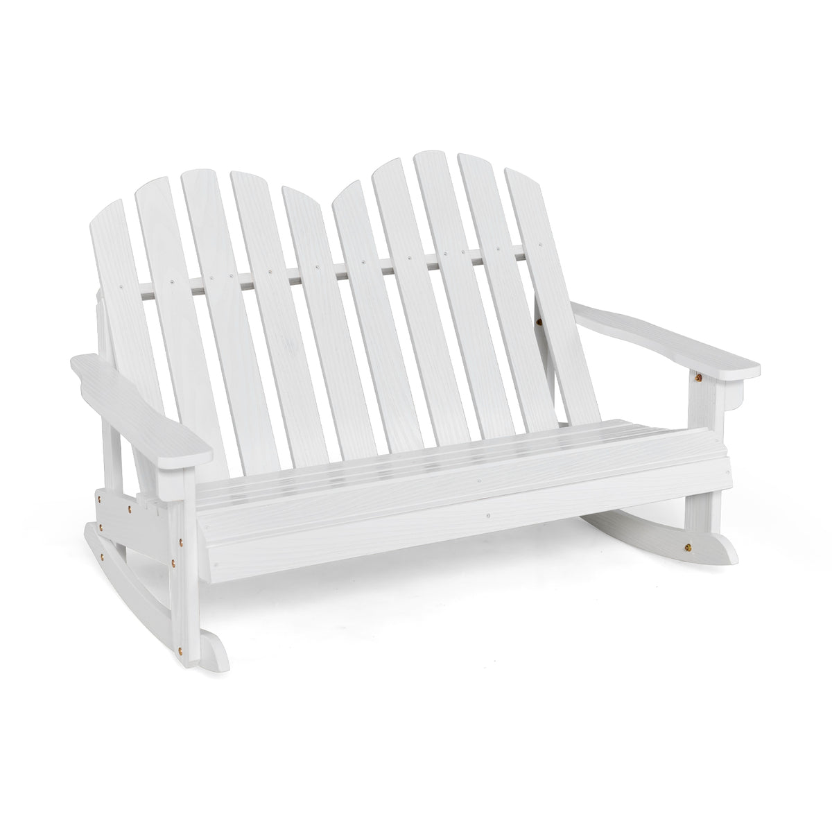 Kids Outdoor Rocking Chair for 2 - Fir Wood Adirondack - White