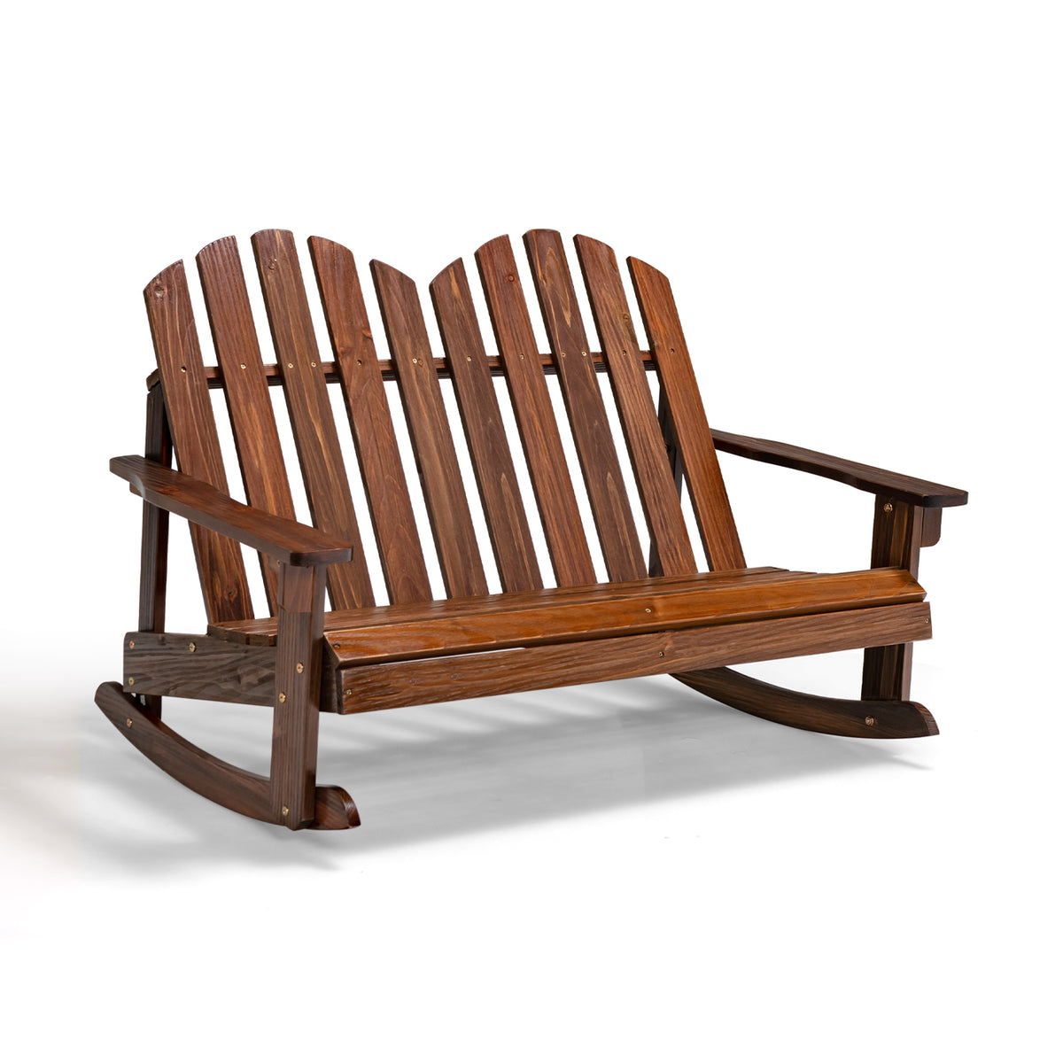 Kids Outdoor Rocking Chair for 2 - Fir Wood Adirondack - White