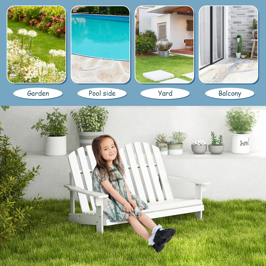 Kids Outdoor Rocking Chair for 2 - Fir Wood Adirondack - White