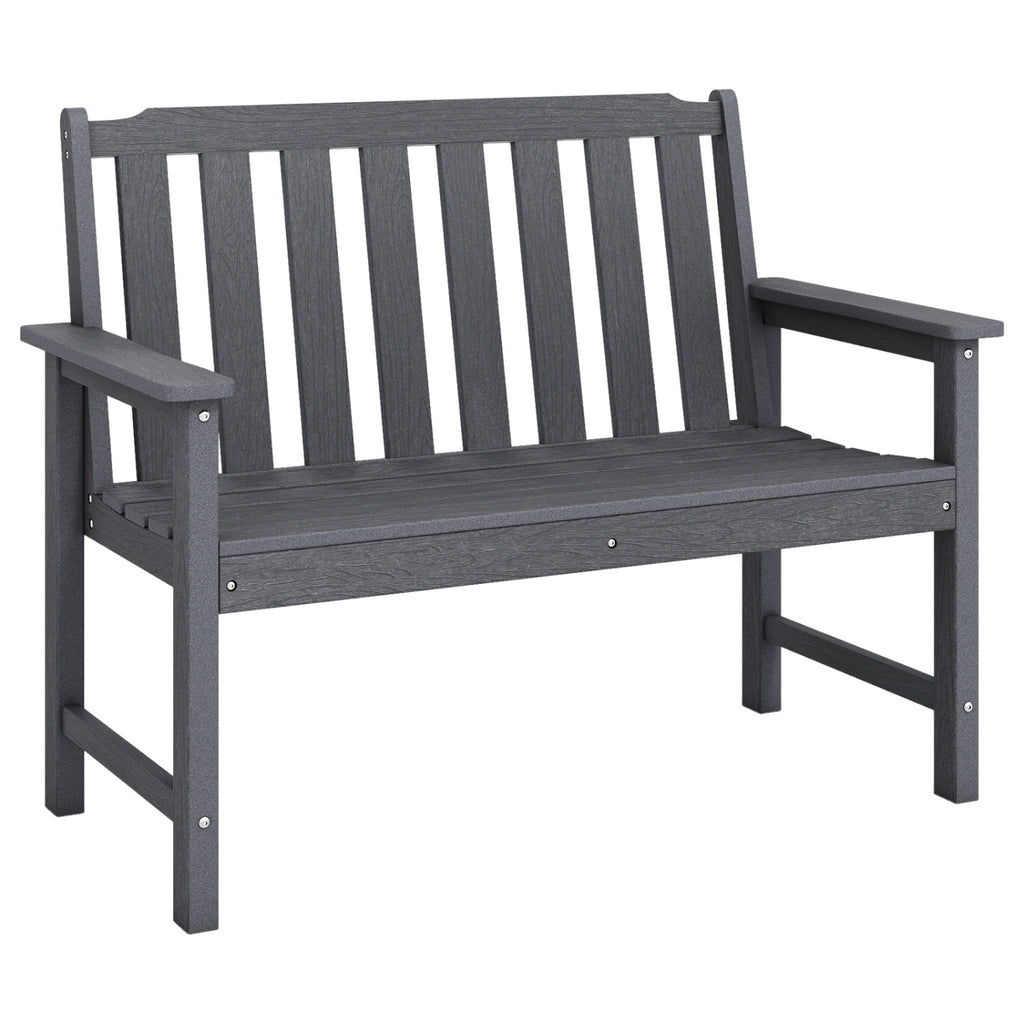 2-Person All Weather HDPE Outdoor Garden Bench with Backrest and