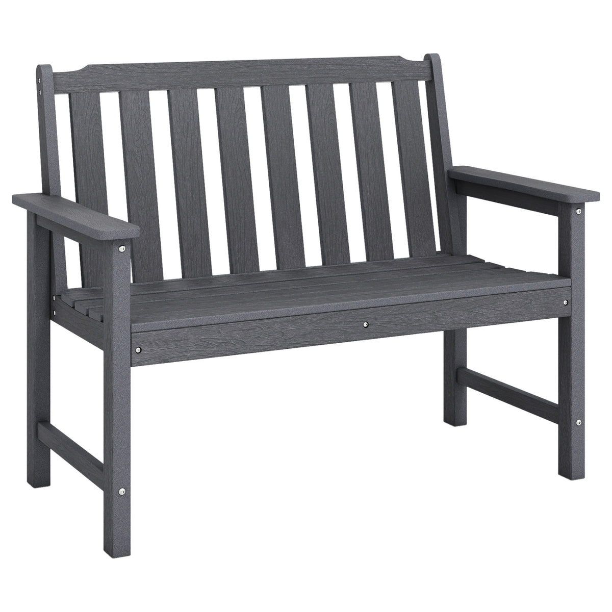 2-Person All Weather HDPE Outdoor Garden Bench with Backrest and