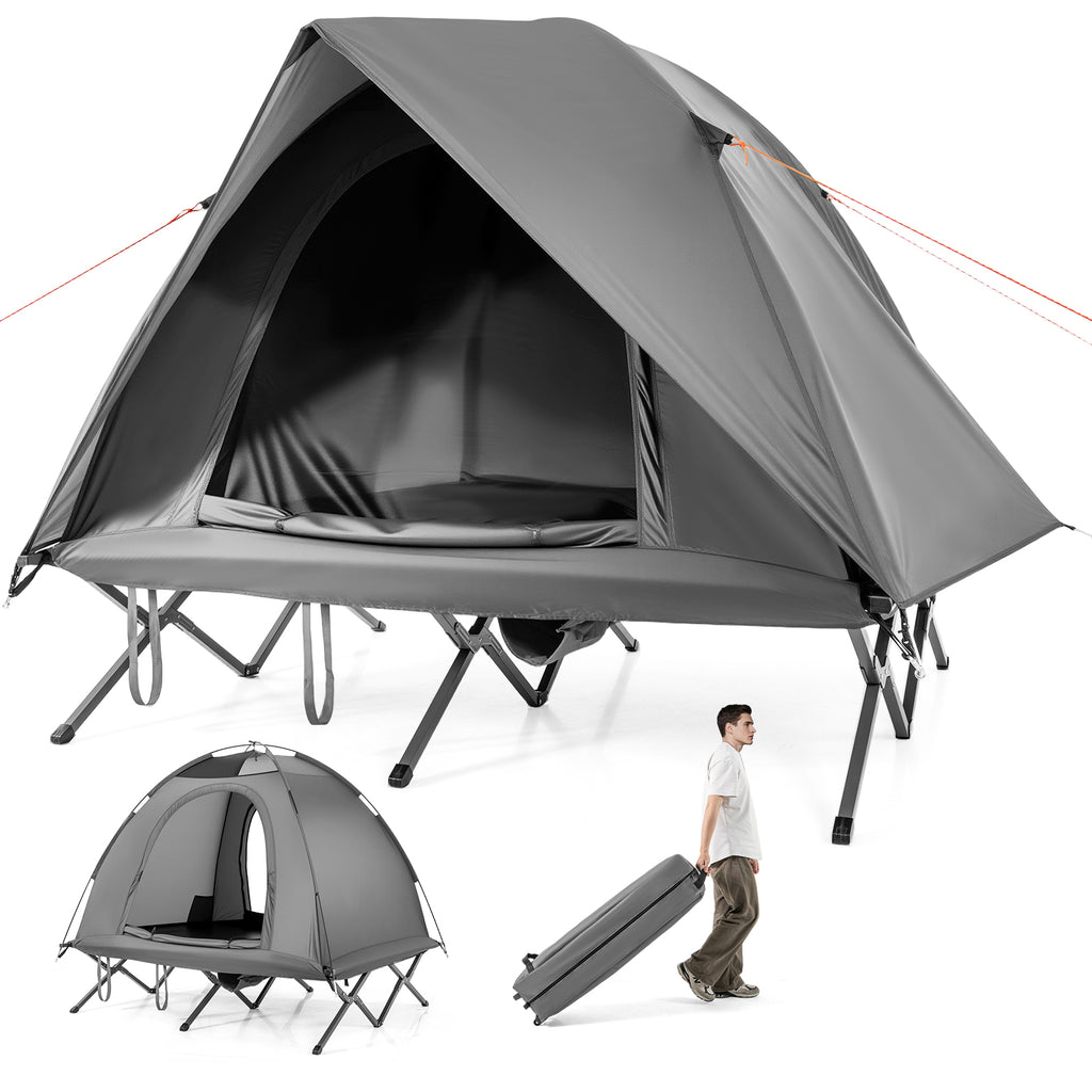 2-Person Camping Cot Tent Combo - Gray