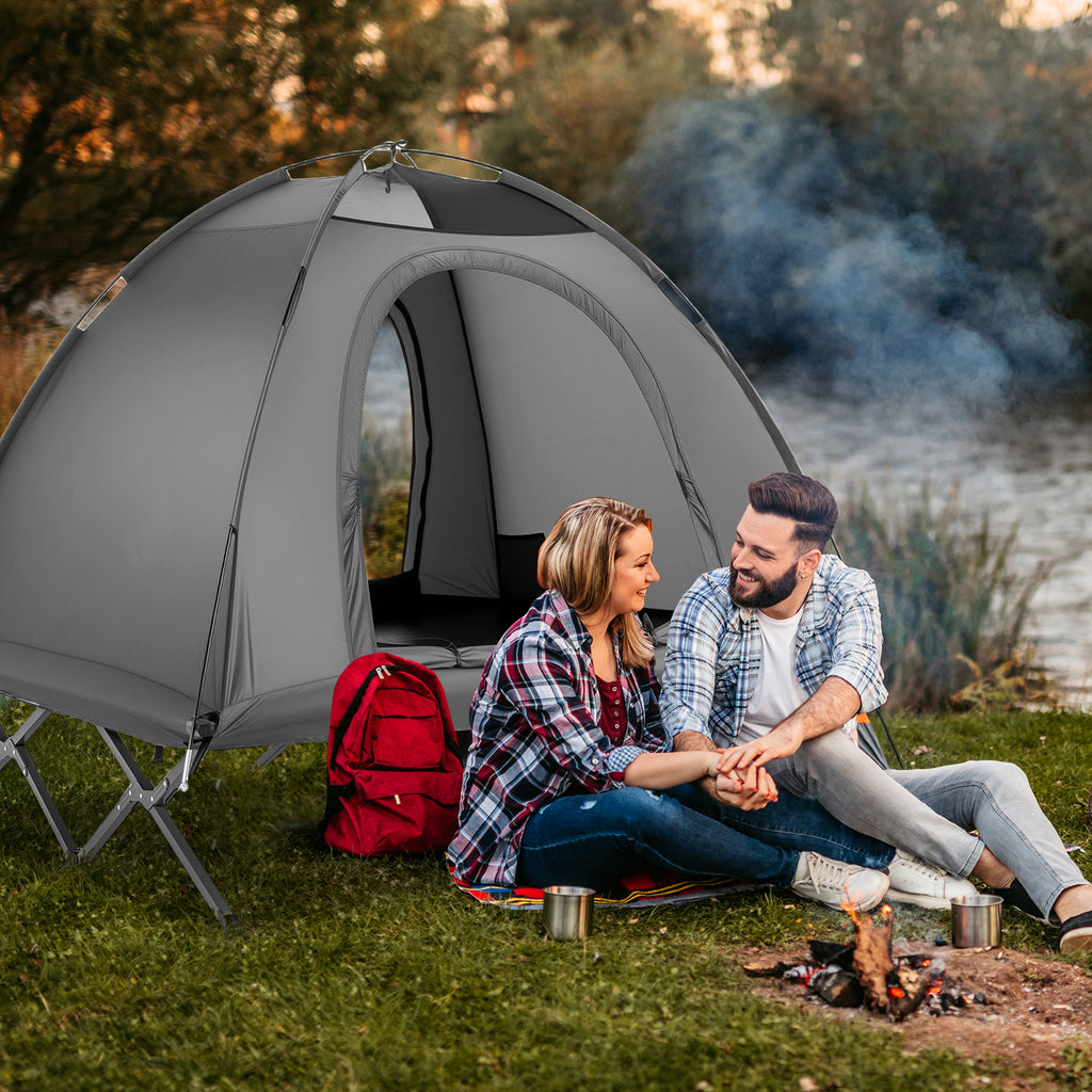 2-Person Camping Cot Tent Combo - Gray