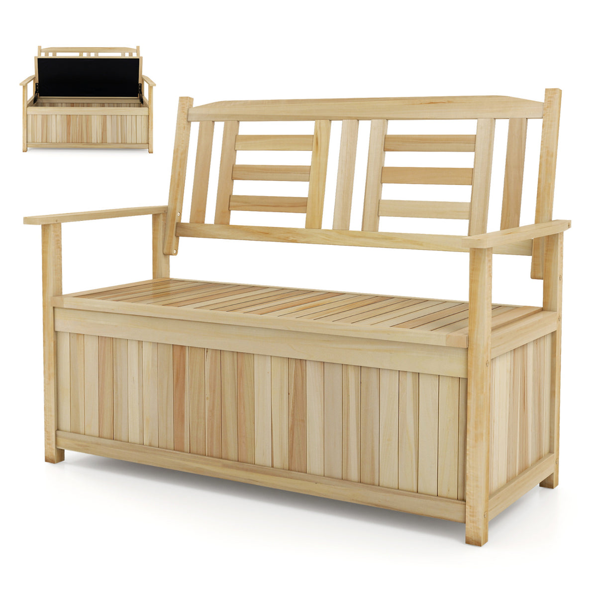2-Person Garden Bench with 49 Gal Storage and Backrest ﻿